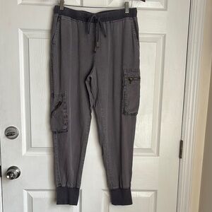 Young Fabulous Broke gray tencel cargo joggers drawstring waistband size Small